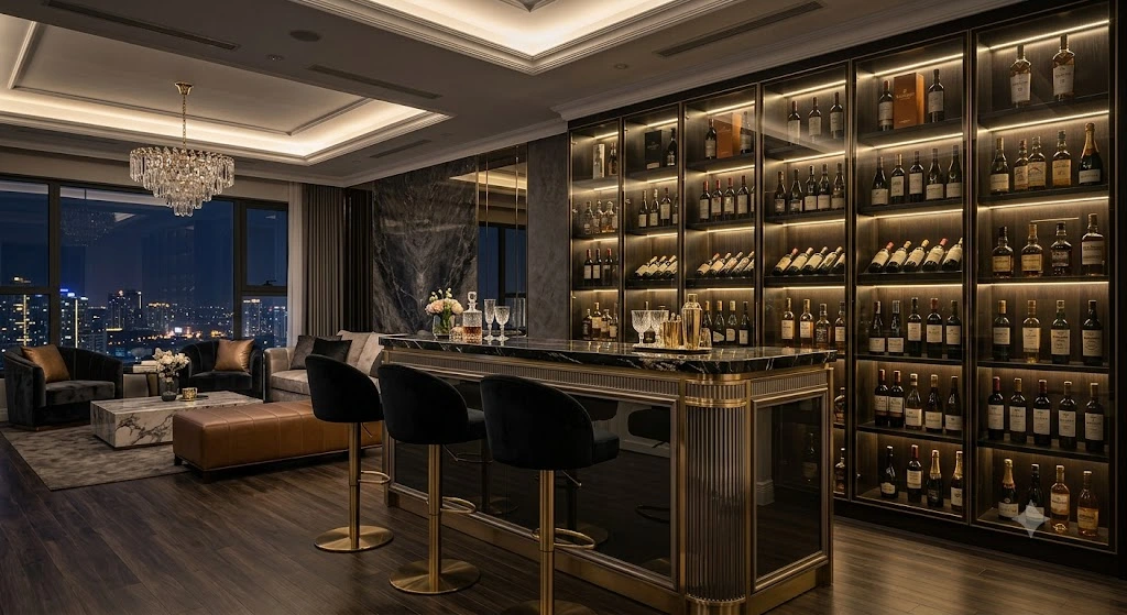 Quầy bar phong cách luxury sang trọng